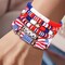 6-Pack American Flag Bracelets – Red, White & Blue Beaded Patriotic Accessories for 4th of July, Citizenship, and Gifts for Women & Men
